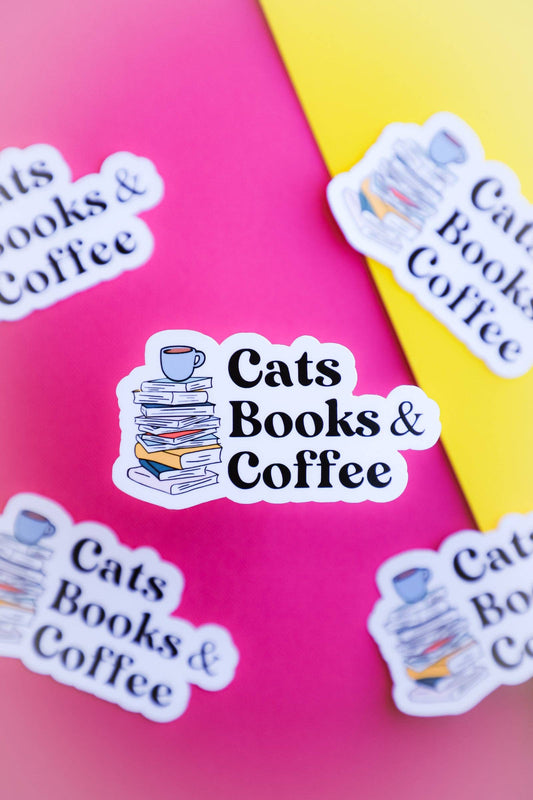 Furever Booked - Cats, Books, & Coffee Sticker