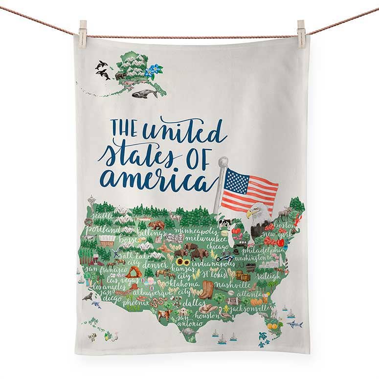 State Map - United States Of America Jetty Home Tea Towels