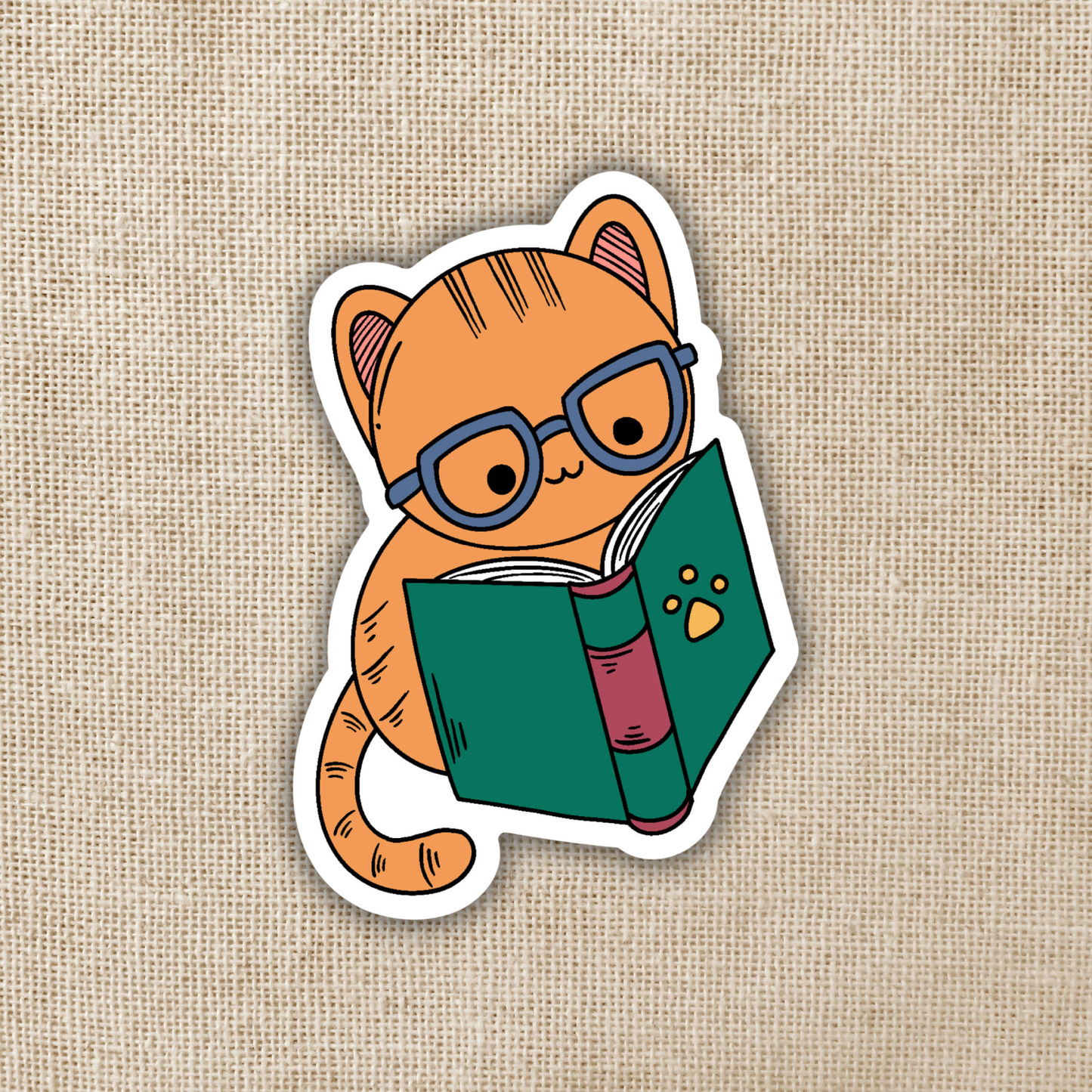 Wildly Enough - Cat with Glasses Reading Sticker