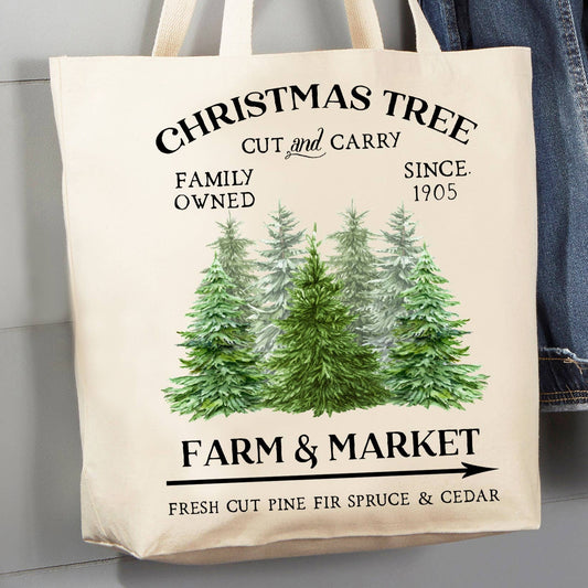 Avery Lane Gifts - Christmas Tree Farm & Market 12 oz Canvas Tote Bag
