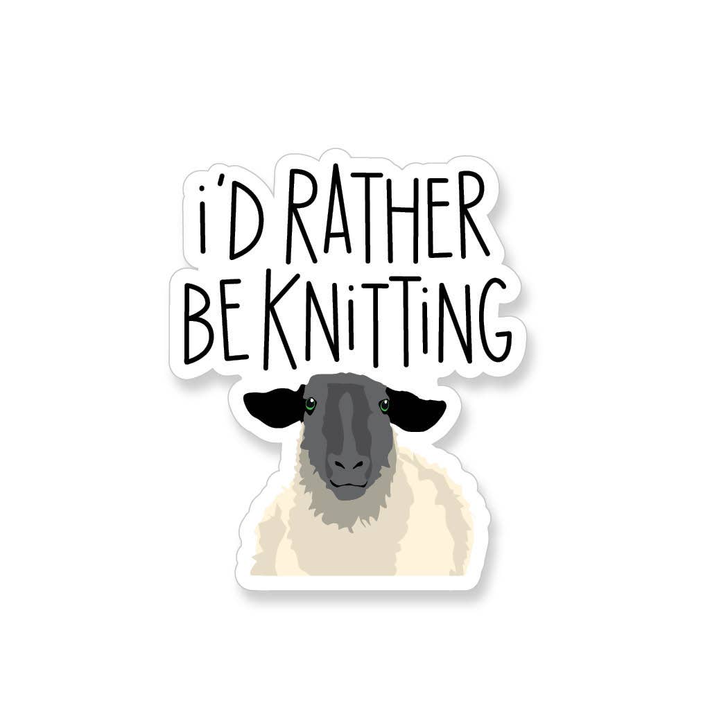 Apartment 2 Cards - I'd Rather Be Knitting Sheep Vinyl Sticker