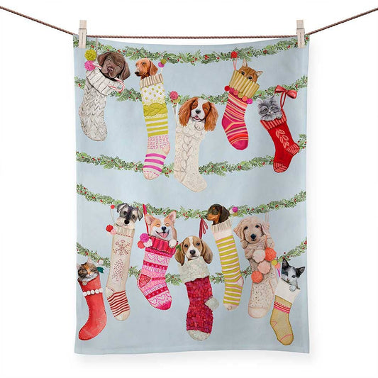 GreenBox Art - Holiday - Sweet Stockings by Cathy Walters Tea Towels