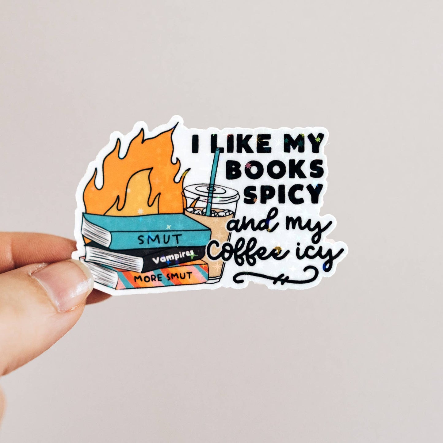 Alliterates - I Like My Books Spicy and My Coffee Icy Sticker