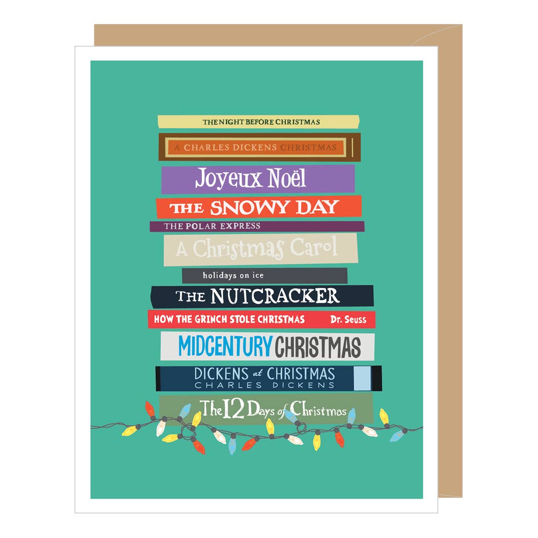 Apartment 2 Cards - Christmas Book Stack Holiday Card