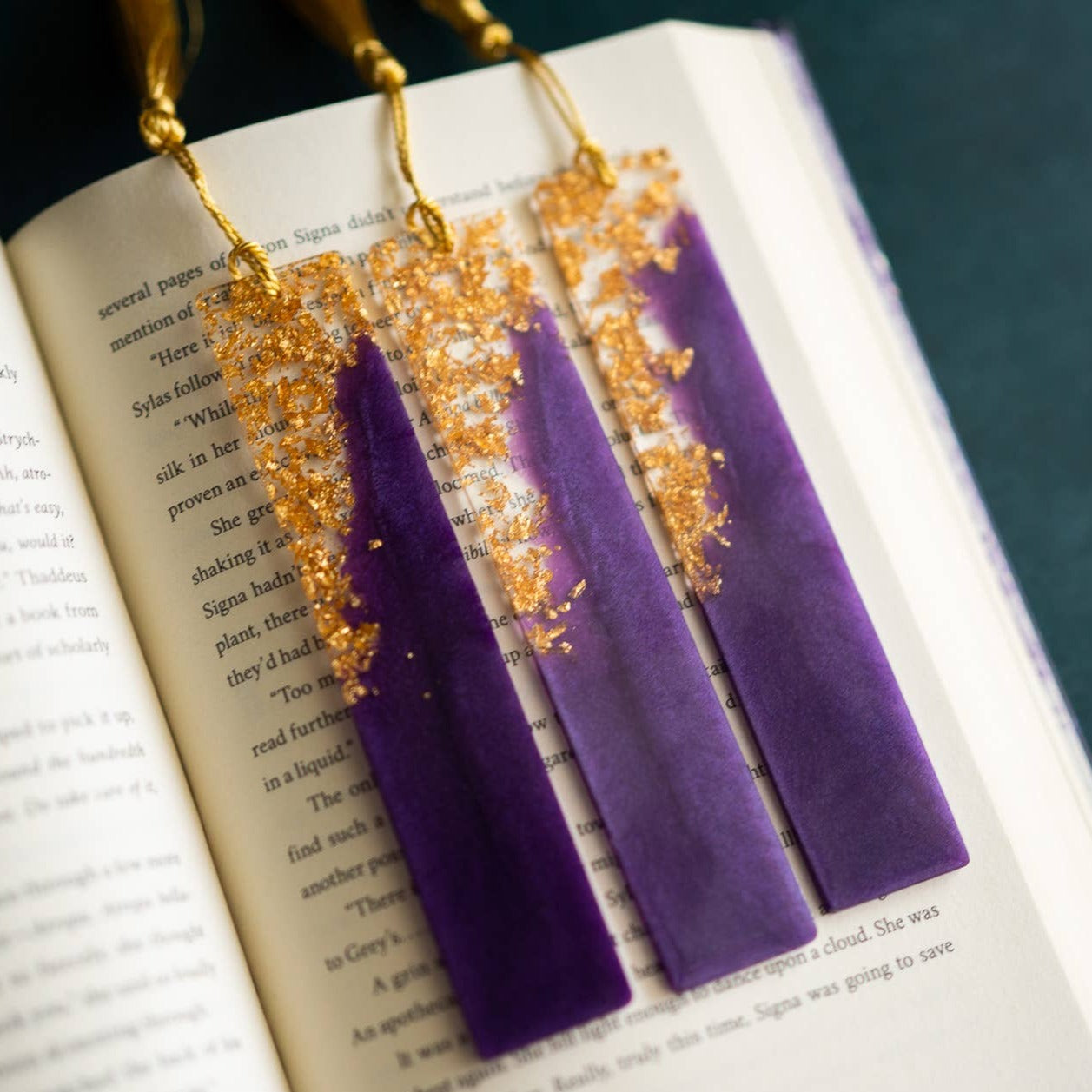 Dege Creative - Purple & Gold Resin Bookmark