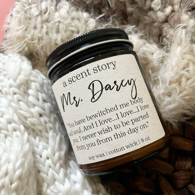A Scent Story Candle Co - Mr. Darcy | Bookish Candle, Rose Gelato + Whipped Cream, 9oz