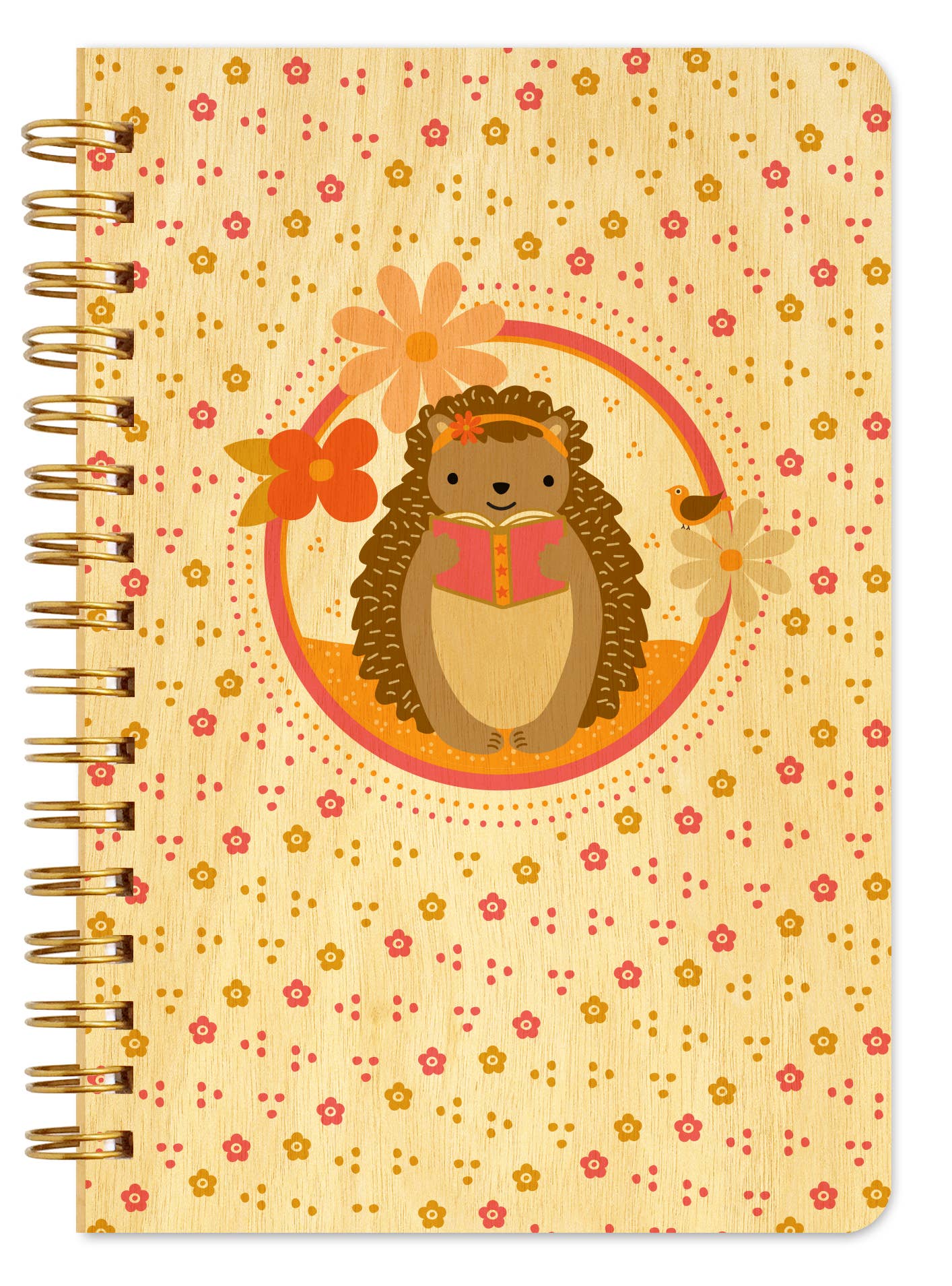 Night Owl Paper Goods - Reading Hedgehog Wood Notebook