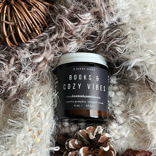 A Scent Story Candle Co - Books & Cozy Vibes | Bookish Candle  - Vanilla Pumpkin, 4 oz