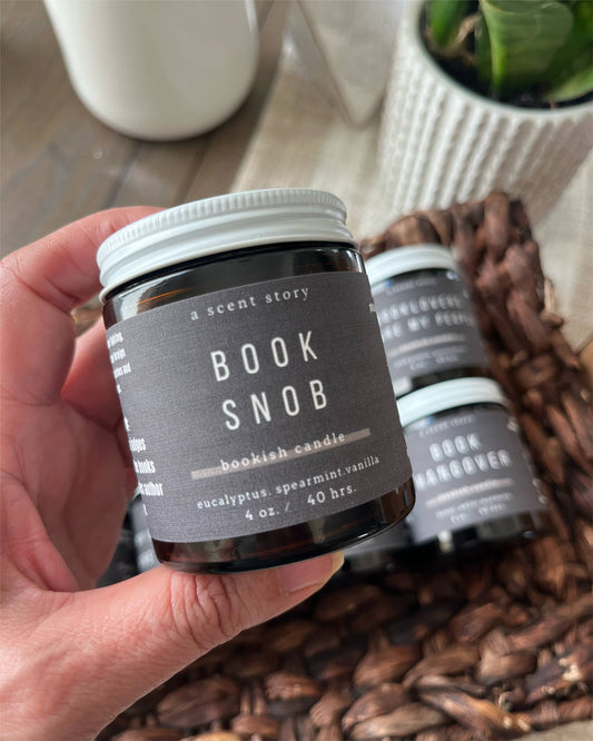 A Scent Story Candle Co - Book Snob | Bookish Candle - Eucalyptus + Spearmint, 4 oz